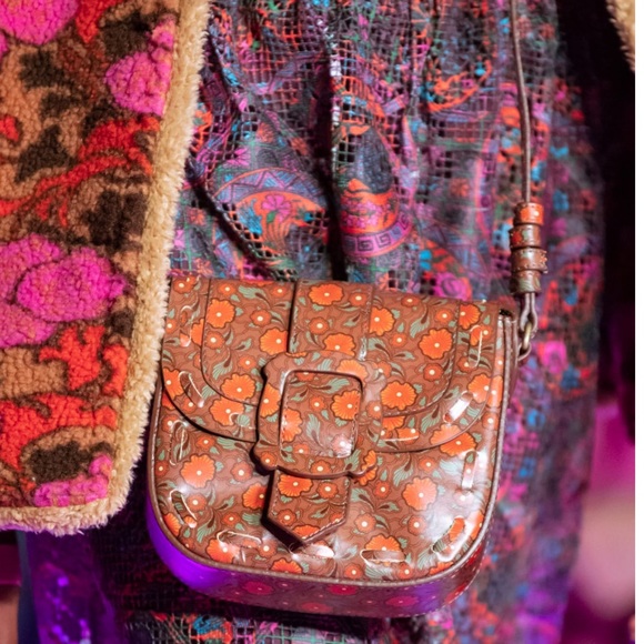 Anna Sui Handbags - Anna Sui Anthropologie Leather Devon Floral Retro Crossbody Bag New